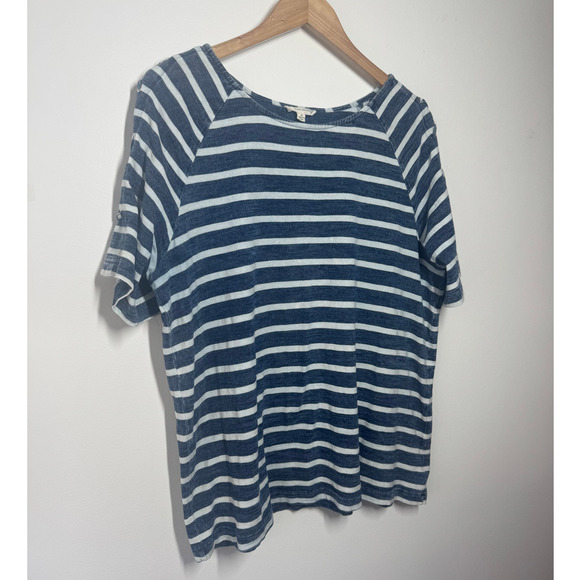 Jane & Delancey Top Women XL Blue White Stripe Nautical 100% Cotton Spring Coast - Picture 3 of 4